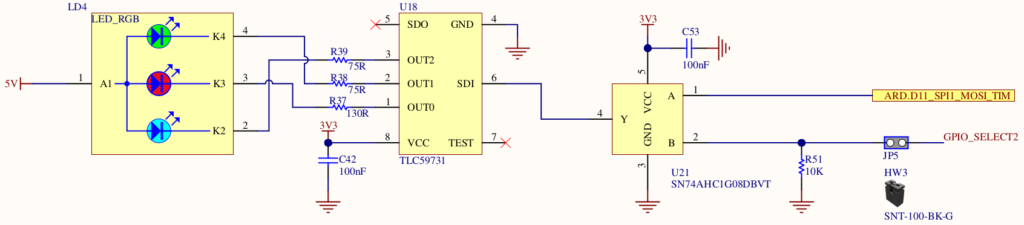 STM32WB5MM-DK schematic for the LED